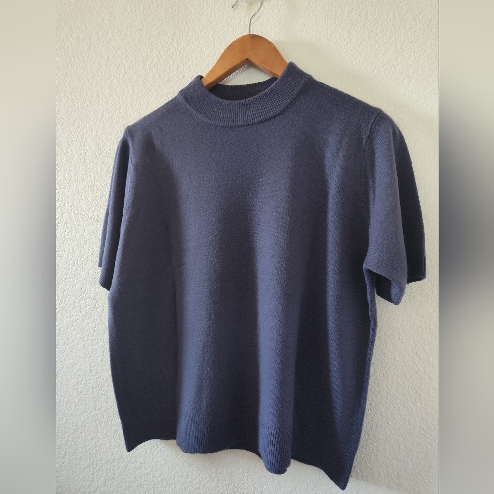 VTG EUC Purple Sag Harbor Soft Short Sleeve Mock Neck Sweater szM/L